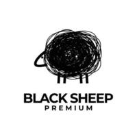 noir ligne mouton logo icône conception illustration vecteur
