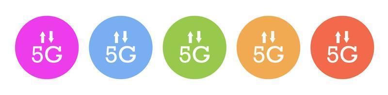 multi coloré icône 5g signal flèches. bouton bannière rond badge interface pour application illustration sur blanc Contexte vecteur