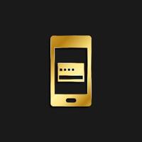 téléphone, crédit, carte or icône. vecteur illustration de d'or style icône sur foncé Contexte