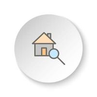 rond bouton pour la toile icône, maison, recherche. bouton bannière rond, badge interface pour application illustration sur blanc Contexte vecteur