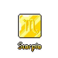 Scorpion d'or jeton dans pixel art style vecteur