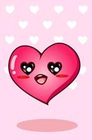 grand coeur mignon et heureux dans le dessin animé de la Saint-Valentin, illustration kawaii vecteur