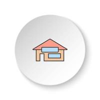 rond bouton pour la toile icône, maison silhouette. bouton bannière rond, badge interface pour application illustration sur blanc Contexte vecteur
