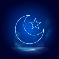 Islam, lune, étoile symbole néon icône. bleu fumée effet bleu Contexte vecteur