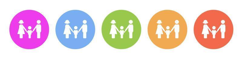 multi coloré icône famille. bouton bannière rond badge interface pour application illustration sur blanc Contexte vecteur