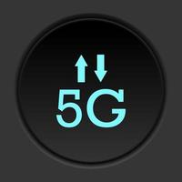 foncé bouton icône 5g signal flèches. bouton bannière rond badge interface pour application illustration sur assombrir Contexte vecteur