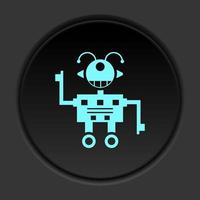 foncé bouton icône robot technologie. bouton bannière rond badge interface pour application illustration sur assombrir Contexte vecteur