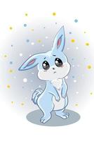 une petite illustration de vecteur de dessin animé de lapin triste