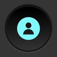 rond bouton icône, avatar, profil. bouton bannière rond, badge interface pour application illustration sur foncé Contexte vecteur