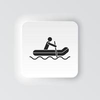 rectangle bouton icône rafting homme. bouton bannière rectangle badge interface pour application illustration sur néomorphe style sur blanc Contexte vecteur