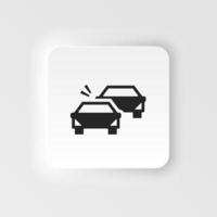 auto, voiture collision icône - vecteur. Assurance neumorphique style vecteur icône. sur blanc Contexte