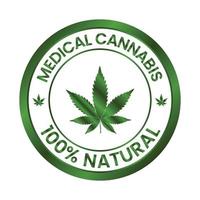 médical cannabis 100 pour cent Naturel badge, étiqueter, joint, chanvre pétrole étiqueter, cbd étiqueter, ancien, santé badge vecteur illustration