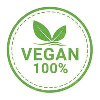 100 pour cent végétalien étiqueter, badge, joint, bannière, ruban, étiqueter, emblème conception vecteur illustration avec grunge texture
