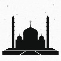noir silhouette de une mosquée avec une croissant lune et étoiles. vecteur