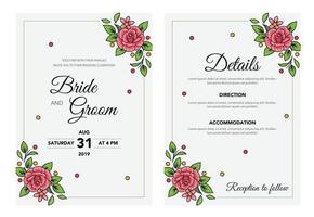 Rose mariage invitation modèle vecteur