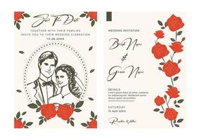 enregistrer le modèle de carte d'invitation de mariage de date vecteur