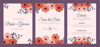 l'automne floral mariage invitation modèle vecteur