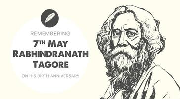 rabindra nath tagore naissance anniversaire affiche vecteur