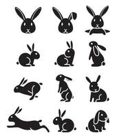 ensemble d'icônes de lapin lapin. illustrations vectorielles. vecteur