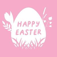 carré vecteur minimaliste illustration dans rose et blanc avec texte content Pâques et vacances les attributs