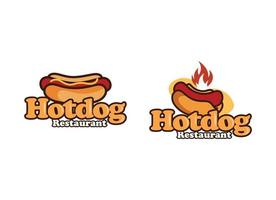 Hot-dog illustration vecteur. Hot-dog et vite nourriture restaurant logo conception modèle vecteur