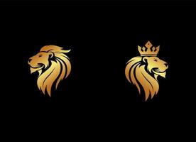 symboles de la couronne royale du roi lion. élégant logo animal leo doré. icône d'identité de marque de luxe premium. illustration vectorielle. vecteur