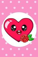 un joli grand coeur avec illustration de dessin animé rose vecteur
