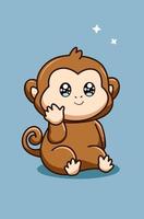une illustration de dessin animé animal singe mignon et drôle