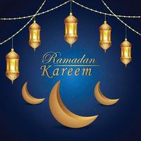 illustration vectorielle ramadan karem avec lanterne arabe et fond vecteur