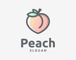 pêche fruit les pêches Frais délicieux sucré juteux nourriture mignonne dessin animé marrant moderne vecteur logo conception