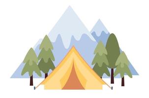 camping dans montagnes. tente dans Extérieur Voyage concept. été voyage. la nature tourisme. vecteur plat illustration