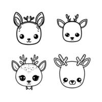 apporter le forêt à votre projet avec notre mignonne anime cerf tête collection. chaque un main tiré avec aimer, ces des illustrations sont Bien sur à ajouter une toucher de des bois charme vecteur