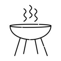 barbecue pot noir et blanc vecteur ligne illustration