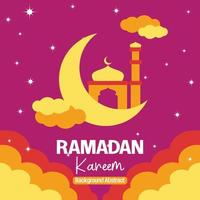 modifiable Ramadan vente affiche modèle. avec papier Couper ornements, mosquée, lune et étoiles. conception pour social médias et la toile. vecteur illustration