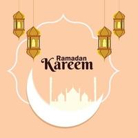 ramadan kareem ou eid mubarak célébration fond avec lanterne dorée arabe vecteur