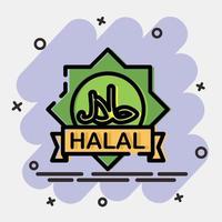 icône halal. islamique éléments de ramadan, eid Al Fitr, eid Al adha. Icônes dans bande dessinée style. bien pour impressions, affiches, logo, décoration, salutation carte, etc. vecteur