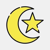 icône lune et étoile. islamique éléments de ramadan, eid Al Fitr, eid Al adha. Icônes dans rempli ligne style. bien pour impressions, affiches, logo, décoration, salutation carte, etc. vecteur