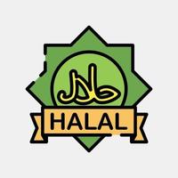 icône halal. islamique éléments de ramadan, eid Al Fitr, eid Al adha. Icônes dans rempli ligne style. bien pour impressions, affiches, logo, décoration, salutation carte, etc. vecteur