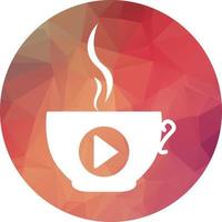 modèle de conception de logo de médias de café. création de logo de café et de jeu. vecteur