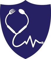 modèle de logo vectoriel de nourriture médicale. cette conception utilise le symbole du stéthoscope. adapté à la santé.