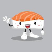 mascotte de sushi kawaii avec différentes émotions dans un vecteur de style dessin animé. drôle de personnage. illustration de la figure. émoji de personnage. émoticône de dessin animé.
