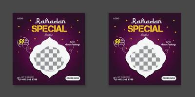 Ramadan spécial nourriture social médias Publier modèle. vecteur