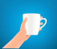 homme tenant une grande illustration vectorielle de tasse de café vecteur