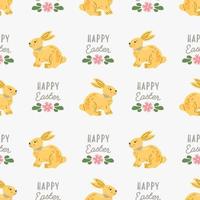 sucré lapin lapins sans couture modèle avec mignonne animal et Pâques des œufs. modèle pour cadeau emballage papier, textile, couverture, produit emballage, La publicité bannière, salutation cartes. content Pâques collection. vecteur