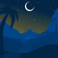 illustration de Ramadan kareem avec mosquée silhouette et lumière des étoiles, lune et chameau, Contexte affaires étiqueter, invitation modèle, social médias, etc. Ramadan kareem à thème plat vecteur illustration.