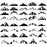 montagnes icône vecteur ensemble. randonnée, Voyage illustration signe collection. camping symbole.