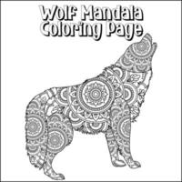 Loup mandala coloration page pour des gamins vecteur