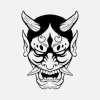 ligne art de hannya diriger, hannya tête tatouage vecteur