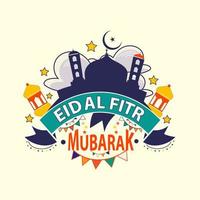 eid Al fitr mubarak vecteur éléments salutation carte avec vecteur illustration.