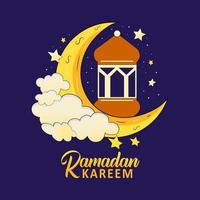 main tiré Ramadan kareem illustration pour le fête de saint mois Ramadan kareem vecteur